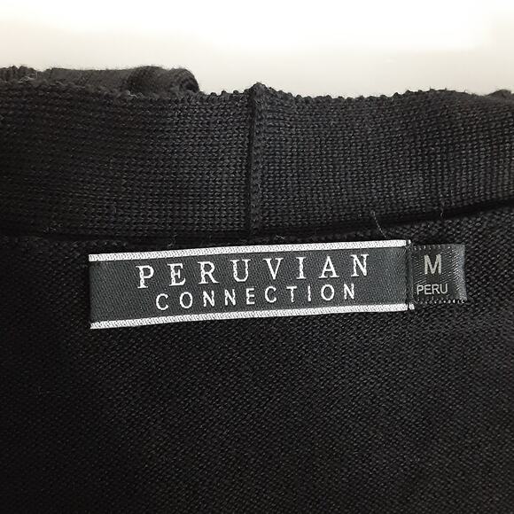 Peruvian Connection Pima Cotton Black Stretch Knit Sweater Midi Dress Womens M - Picture 7 of 14